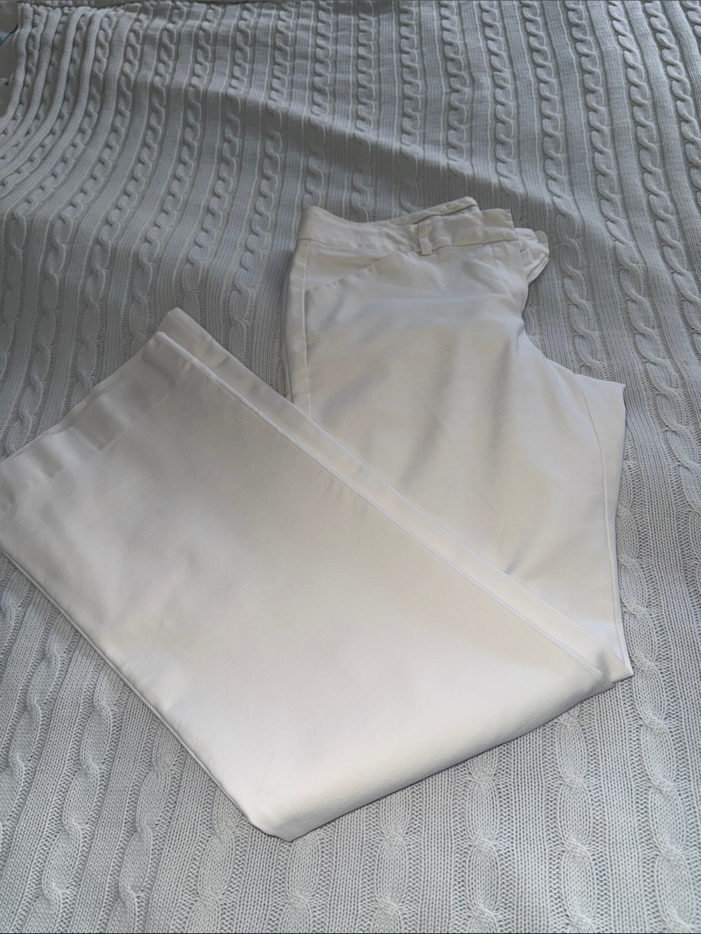 White Classic Straight-Leg Pants; Super comfy and stretchy
